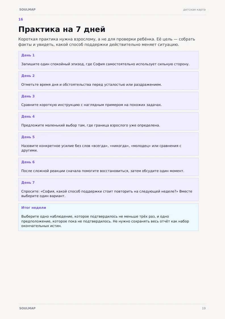 Пример практики наблюдения для родителя