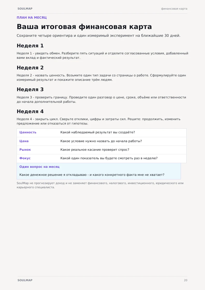 Пример итогового плана на месяц